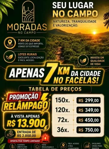 MORADAS NO CAMPO - SEU LUGAR JUNTO À NATUREZA! PREÇOS IMPERDIVEIS