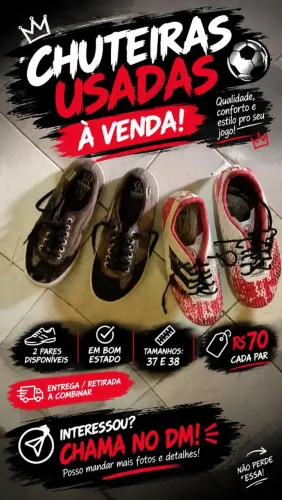 Chuteira Society Usada Tamanho 39 - R$70