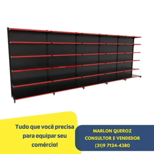 Gondola de Parede Preta 6 Bandejas Nova