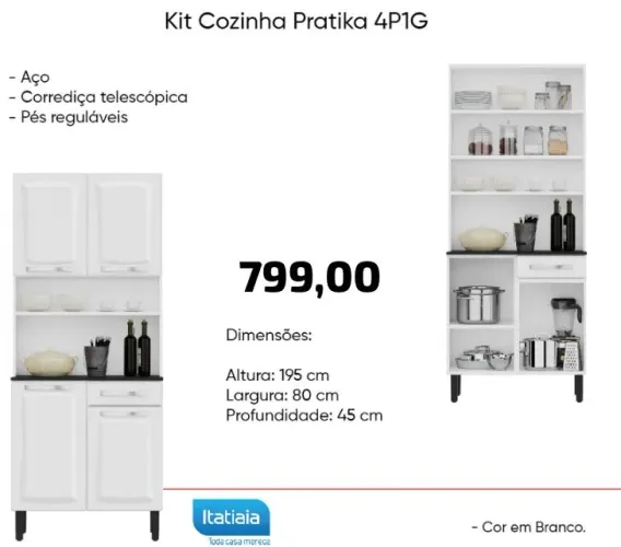 Cozinhar Itatiaia de aço prática com pés reguláveis - FRETE GRÁTIS