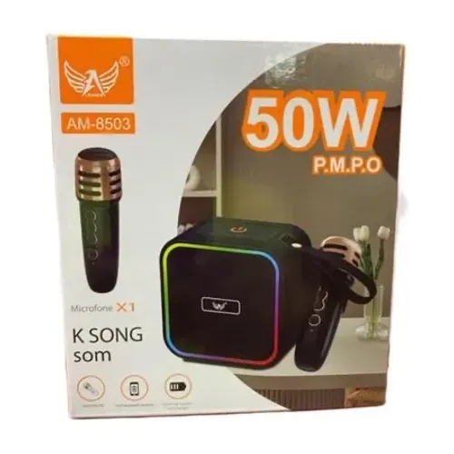 Caixa de sim portátil 50w , 2 microfones Bluetooth ( Novo )