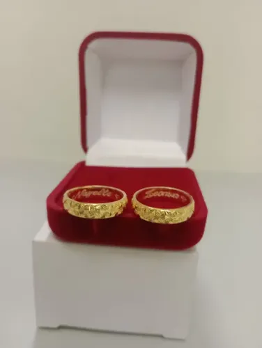 Alianças em Prata e Ouro 18k, Prata banhado a Ouro - com Gravação incluso