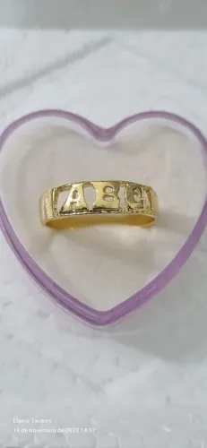 ANEL de formatura ABC banhado a ouro 18k