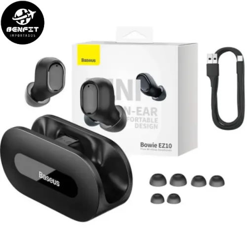Mini Fone Baseus Bowie Ez 10 Bluetooth 5.3 In-ear Cor Preto