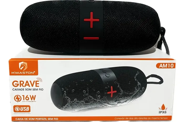 Caixa De Som Bluetooth Hmaston Grave 16w Preto