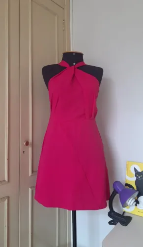 Vestido Shein curto de alças camiseta verão rosa Barbie novo tamanho G