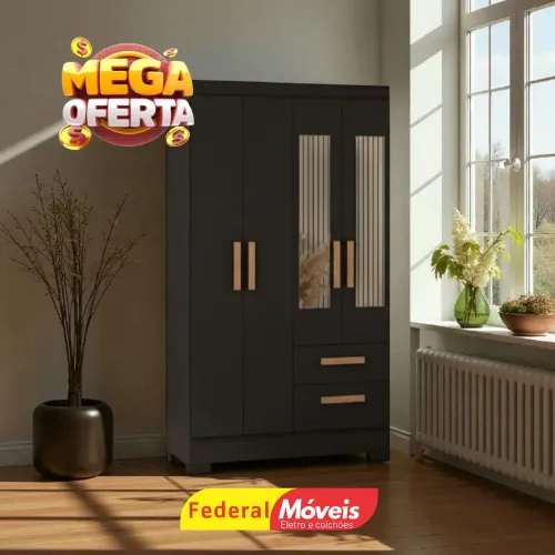 Guarda Roupa com Espelho 4 Portas Solteiro - Veja nosso catálogo 