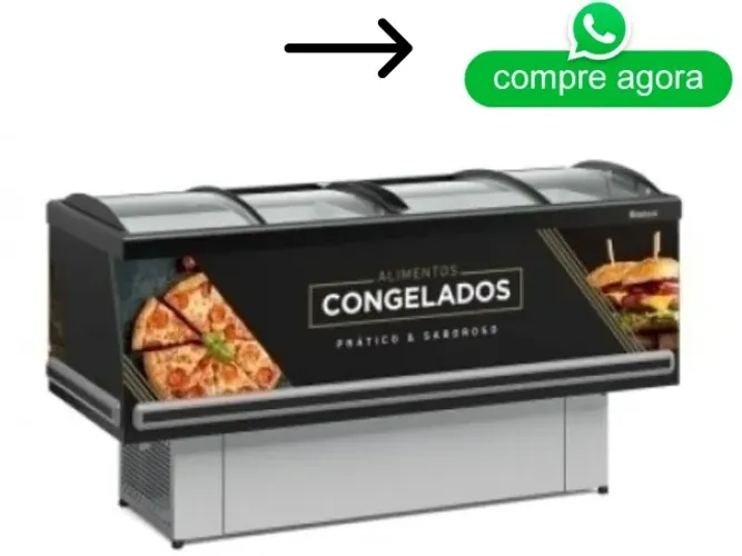 Ilha Para Congelados Gelopar Vidro Curvo 1,90m degelo manual 220v