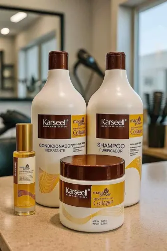 Kit Completo 4 Karseel C/ Shampoo 1L + Condicionador Karseell 1l + Máscara Karseell