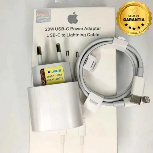 Carregador iPhone 20W Original Importado (Cabo + Fonte)
