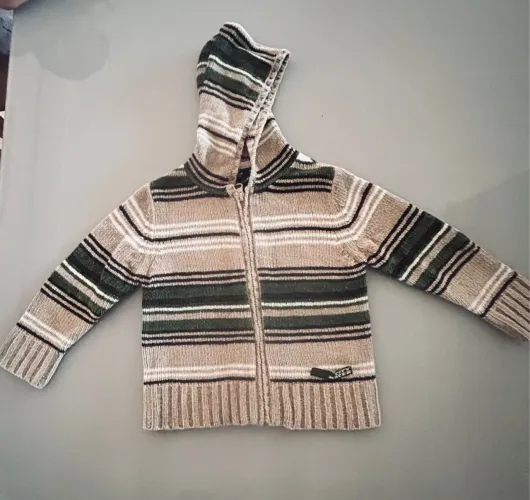 Casaco de Moletom Infantil Listrado com Capuz