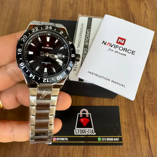 Relógio Masculino Mostrador Preto Analógico Naviforce Novo com Caixa Entregamos