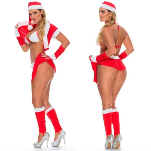 Fantasia sensual mamãe noel em pelúcia sapeka