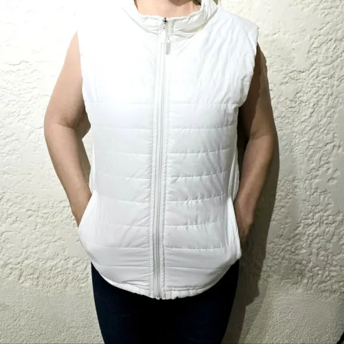 Colete Branco Premium Forrado com Zíper