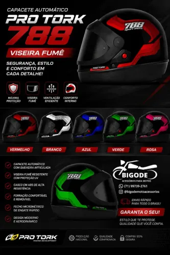 Capacete Automático Fechado Viseira Fumê e Cristal OFERTA