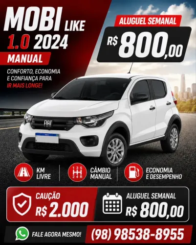 Fiat Mobi 2024 disponível locação