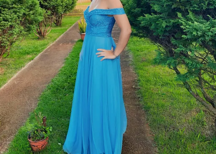 Vestido para festa cor tyfani