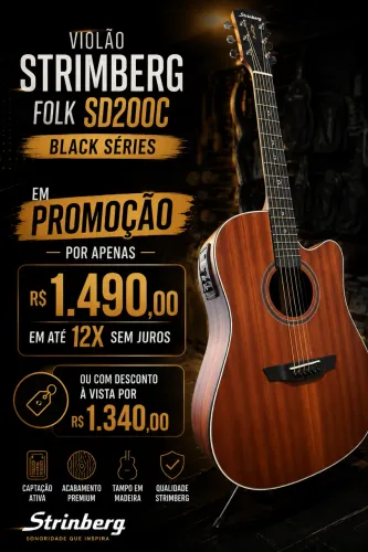Violão Strimberg SD200c black séries folk promoção