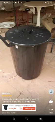 Lixeira cesto organizador C/rodinha 100 litros