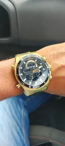 Relógio Technos 2em1 dourado.