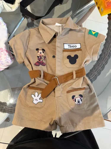 Fantasia Mickey Safari 1 Ano Personalizada - Estado de Nova