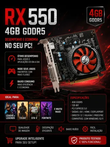 Placa de vídeo RX 550 4GB