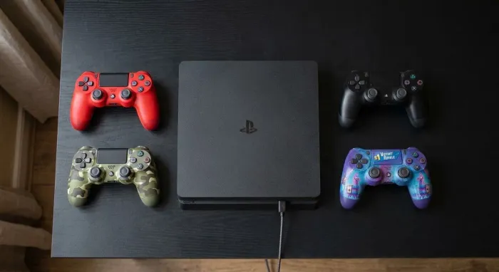Ps4 com 4 manetes a troca por pc