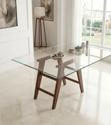 Mesa de jantar de vidro - Retangular 6 cadeiras 