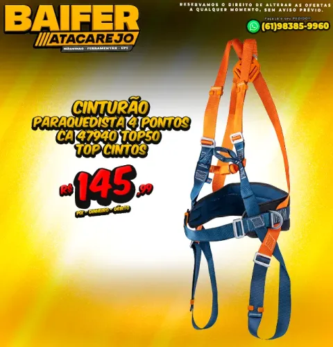 Cinturão Paraquedista 4 Pontos CA 47931 TOP5100 Top Cintos