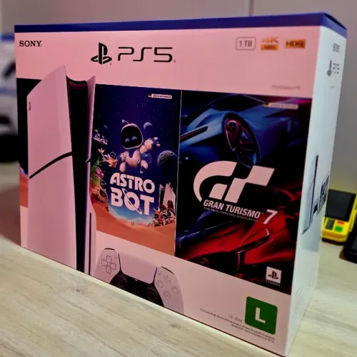 PS5 PlayStation 5 Slim 1TB Leitor 2 Jogos Novo Lacrado NF Garantia *Pegamos seu Video Game