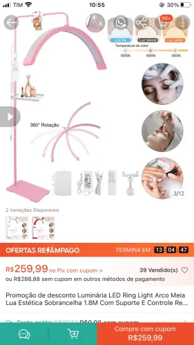 Luminária pra cílios e salão de beleza