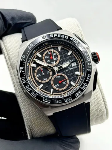 Relógio Tag H. Formula 1 Preto Premium 43mm Quartzo Safira Pulseira Silicone