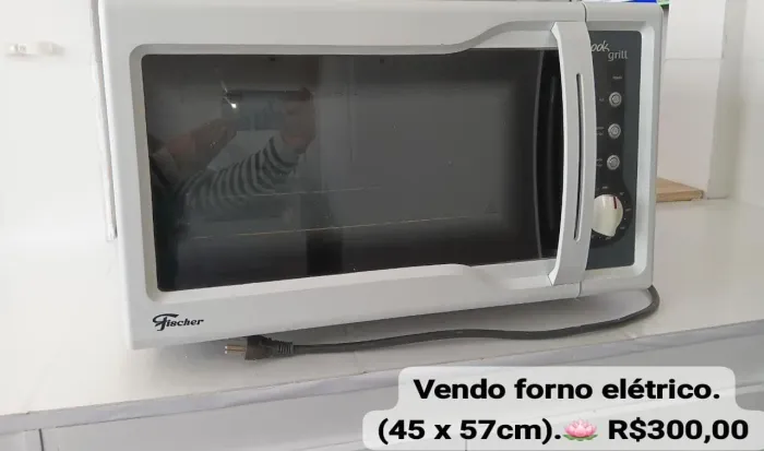 FORNO ELÉTRICO. USADO. FUNCIONA. MARCA FISCHER. R$300,00. Cor branco.