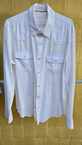 Camisa Branca Osklen manga longa com bolsos