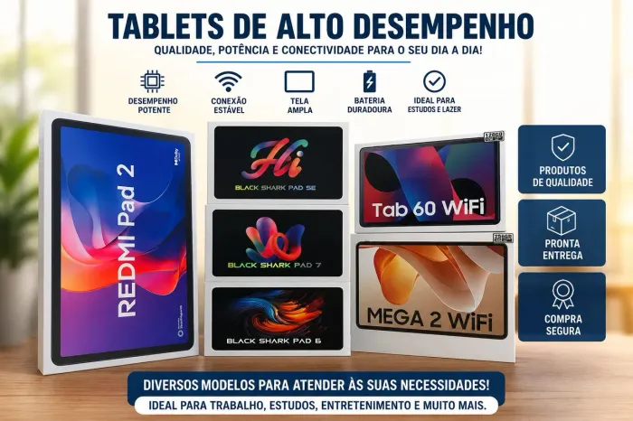 TABLETS Redmi Pad 2, Black Shark e Tab 60 Mega 2 WiFi Originais, Novos e Lacrados