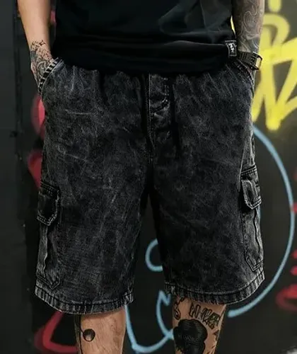 UrbanVintage? Cargo Denim Shorts ? Grafite Streetwear