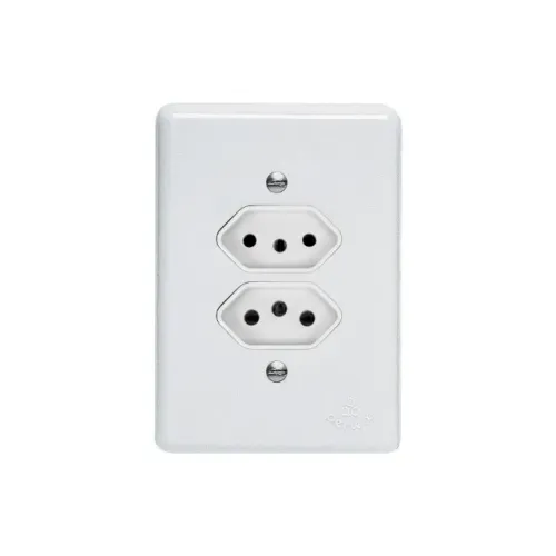Tomada Dupla10a 250v Placa Pumalux Perlex 2311