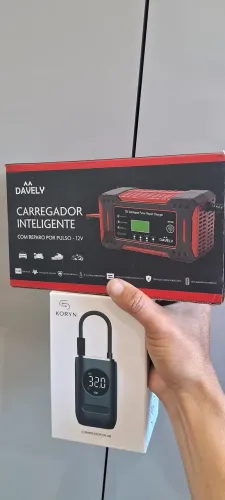 kit mini compressor de ar calibrador e carregador de bateria 12v