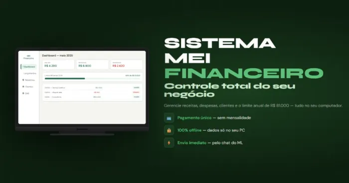 Sistema Controle Financeiro MEI - Sem Mensalidade - Offline