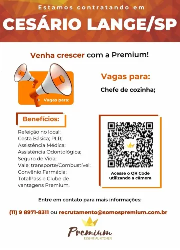 Chefe de Cozinha - Oportunidade de emprego 