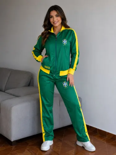 Agasalho Brasil Feminino Verde e Amarelo Veste P