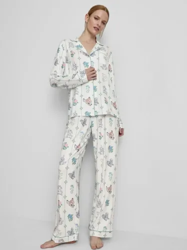 Pijama de botões em malha pele de pêssego Disney - novo