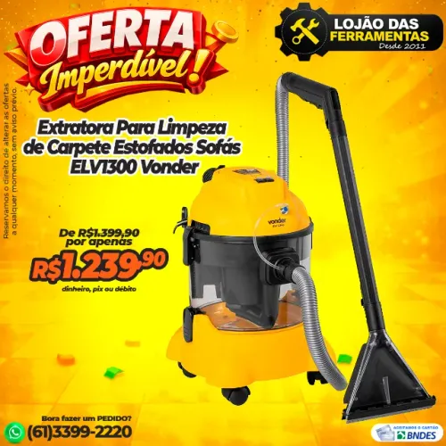 Extratora Para Limpeza de Carpete Estofados Sofás ELV1300 Vonder