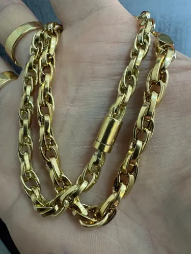 Pulseira Dupla de ouro 18k procedência garantia eterna