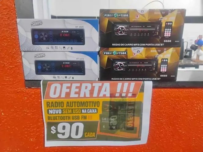 ? Som Automotivo First Option ou HTECH USB/FM/Bluetooth - R$ 90