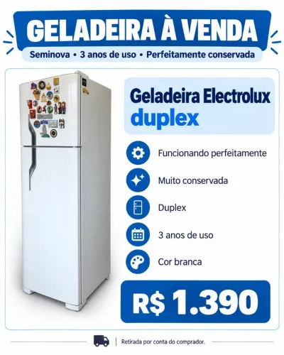 GELADEIRA ELECTROLUX DUPLEX - R$ 1.390
