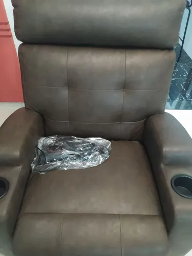 Cadeira de descanso elétrica com controle remoto marrom de courino