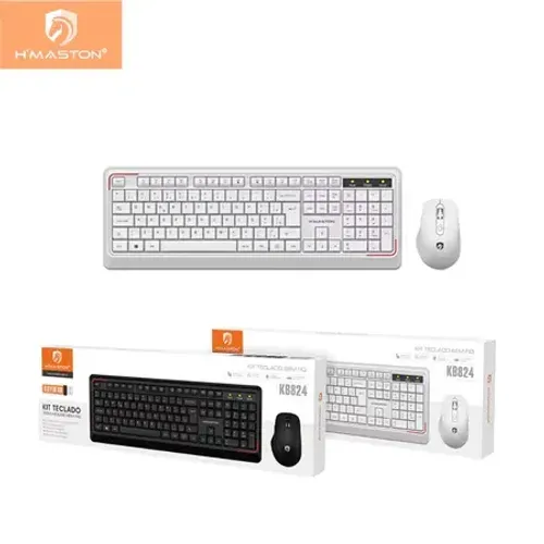 H'maston KB824 Wireless Keyboard and Mouse Kit Multimedia Comfort Usb Connection 2.4GHz