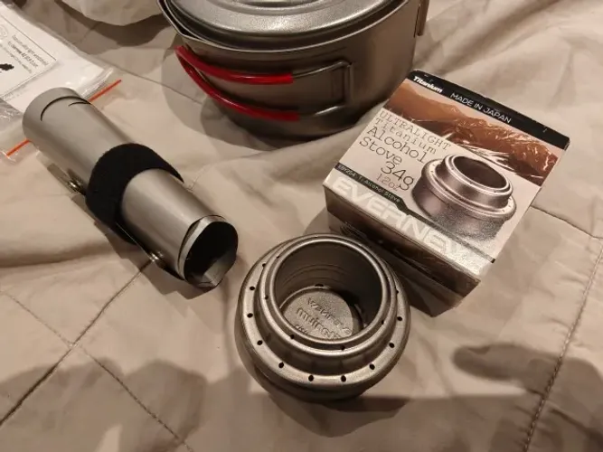 Kit Evernew Titânio Ultralight (novo sem uso) 175g