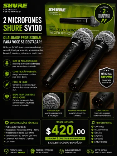2 Microfone shure SV100 